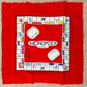 Vtg in bag Itemation Parker Brothers 30x30in Red Fuzzy Monopoly Rug Board Game